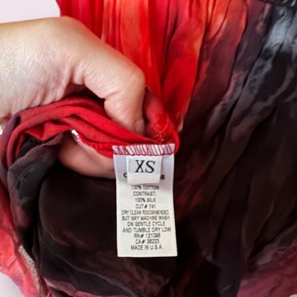 Gypsy 05 Red and Black Tie Dye Bohemian 100% Silk Strapless Dress - Picture 5 of 6